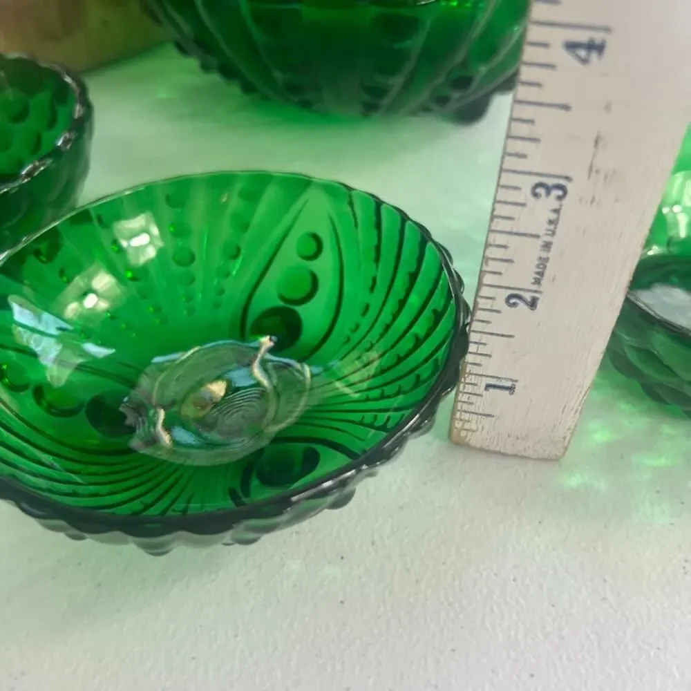 Vintage Anchor Hocking Bowl Set of 4 Forest Green Burple Salad Snack Chip Bowl